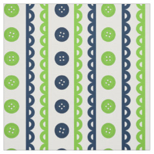 Preppy Button Scalloped Stripe - Navy & Lime Fabric