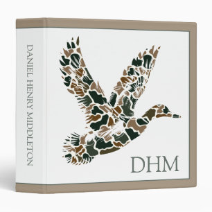 Preppy Camouflage Mallard Duck Monogram 3 Ring Binder