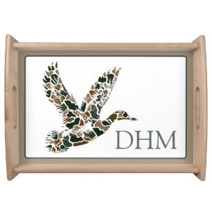 Preppy Camouflage Mallard Duck Monogram Serving Tray