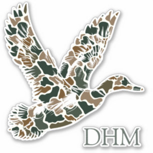 Preppy Camouflage Mallard Duck Monogram Sticker