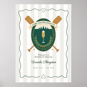 Preppy Camp Bachelorette Social Club Welcome Poster
