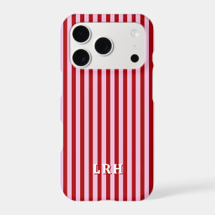 Preppy Candy Cane Stripe Minimal Initial iPhone 17 Pro Case