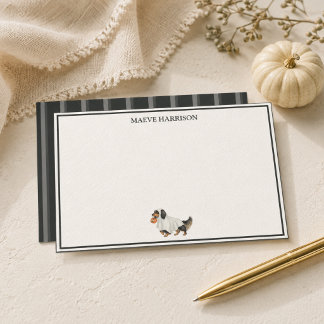 Preppy Charcoal Stripe Halloween Dachshund Stationery