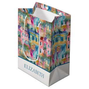 Preppy Charleston Houses Personalized Medium Gift Bag