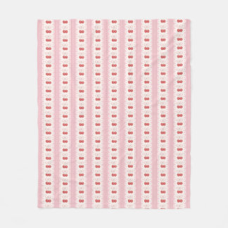 Preppy Cherry Stripes - Pink and Off White Fleece Blanket