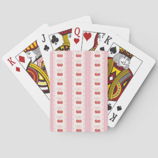 Preppy Cherry Stripes - Pink and Off White Poker Cards