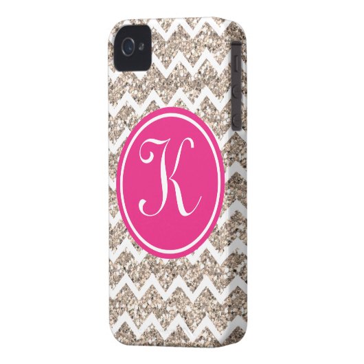 Preppy Chevron in Gold Glitter Case-Mate iPhone Case (Back Left)