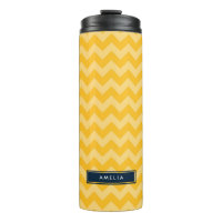 Preppy Chevron in Shades of Orange Monogram Thermal Tumbler