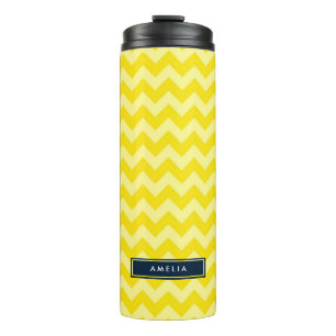 Preppy Chevron in Shades of Yellow Monogram Thermal Tumbler