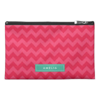 Preppy Chevron Monogram Pink Travel Bag