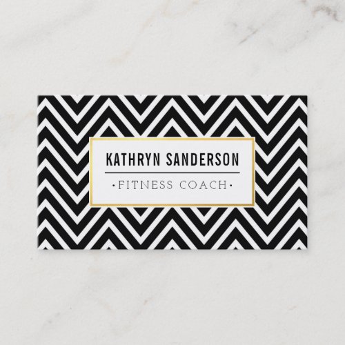 PREPPY CHEVRON pattern gold logo emblem black Business Card