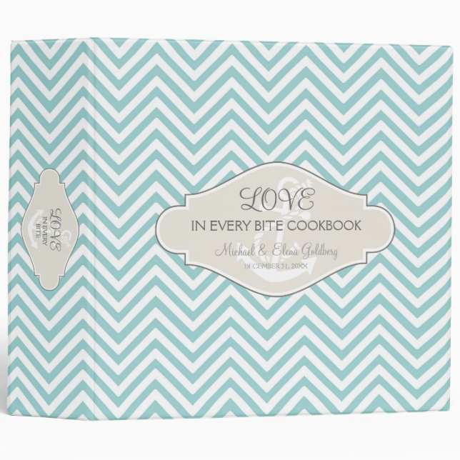 Preppy Chevron Stripe Modern Monogrammed Name Binder (Front/Spine)