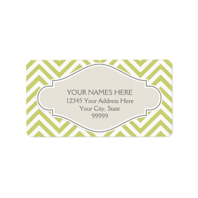 Preppy Chevron Stripe Modern Monogrammed Name Label (Front)