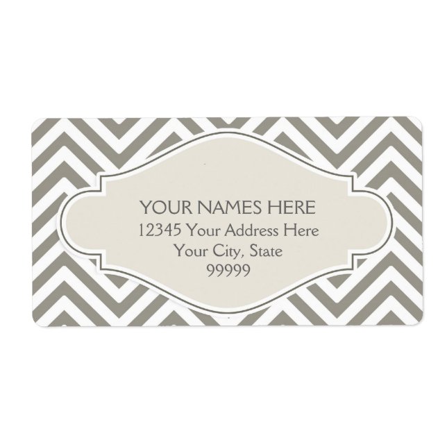 Preppy Chevron Stripe Modern Monogrammed Name Label (Front)