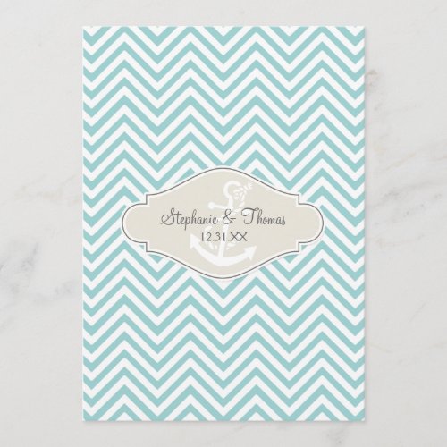 Preppy Chevron Stripe Modern Monogrammed Name Menu