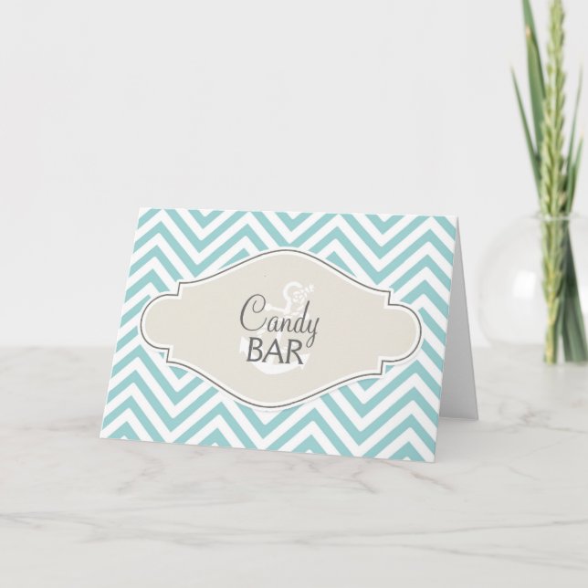 Preppy Chevron Stripe Modern Monogrammed Name Note Card (Front)