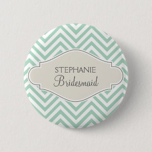 Preppy Chevron Stripe Modern Monogrammed Name Pinback Button