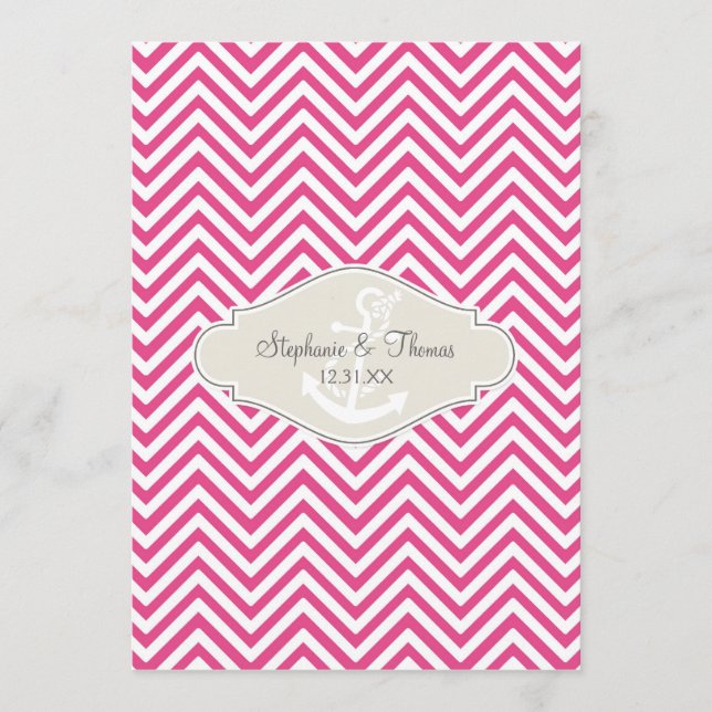Preppy Chevron Stripe Modern Nautical Anchor Menu (Front)