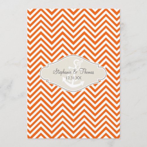 Preppy Chevron Stripe Modern Nautical Anchor Personalized Announcement