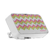 Preppy chevron zigzag pink green pattern monogram speaker (Side)