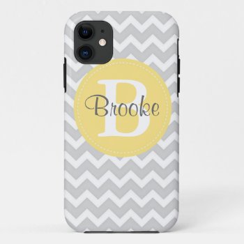 Preppy Chic Chevron Gray And Yellow Iphone Case by brookechanel at Zazzle