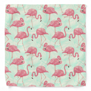 Preppy Chic Elegant Pink Flamingo Pattern Bandana