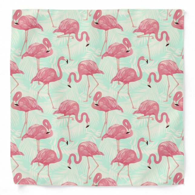 Preppy Chic Elegant Pink Flamingo Pattern Bandana (Front)