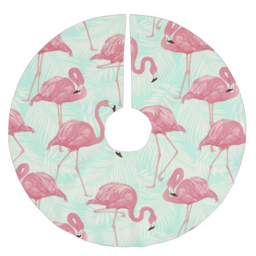 Preppy Chic Elegant Pink Flamingo Pattern Brushed Polyester Tree Skirt