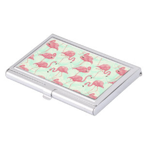 Preppy Chic Elegant Pink Flamingo Pattern Business Card Case