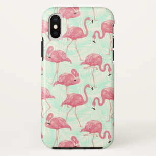 Preppy Chic Elegant Pink Flamingo Pattern iPhone XS Case
