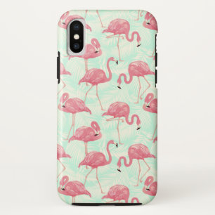 Preppy Chic Elegant Pink Flamingo Pattern iPhone X Case