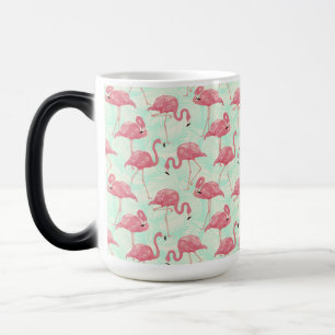 Preppy Chic Elegant Pink Flamingo Pattern Color Morph Mug