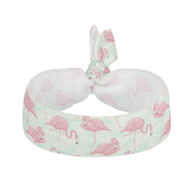 Preppy Chic Elegant Pink Flamingo Pattern Elastic Hair Tie (Front)
