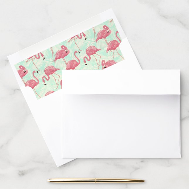 Preppy Chic Elegant Pink Flamingo Pattern Envelope Liner (Desk)