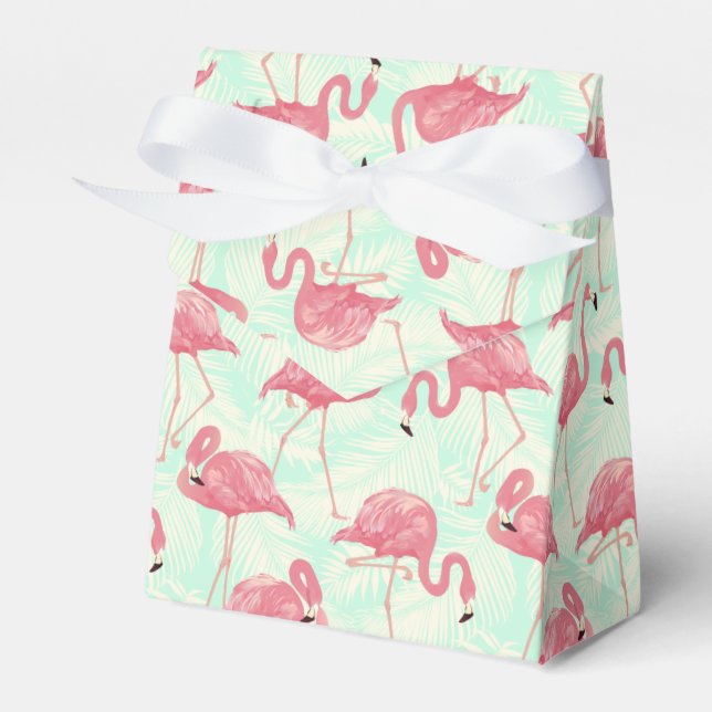 Preppy Chic Elegant Pink Flamingo Pattern Favor Boxes (Front Side)
