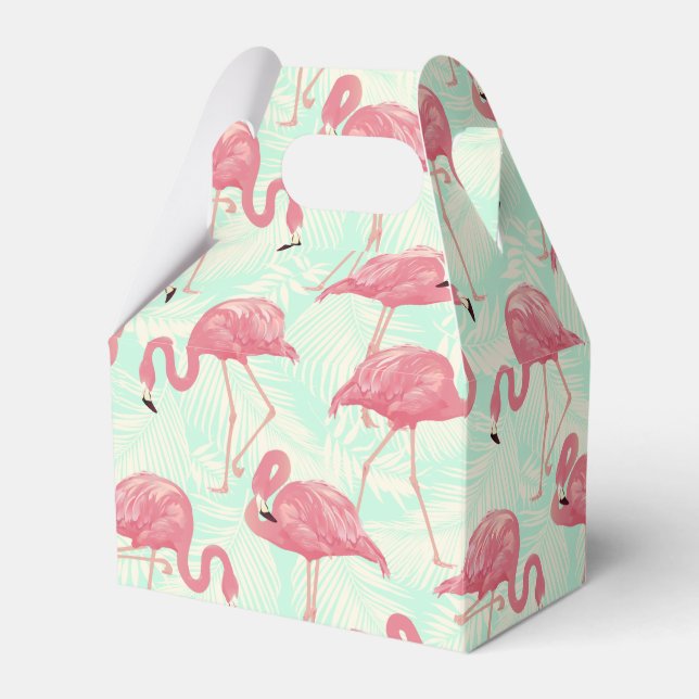 Preppy Chic Elegant Pink Flamingo Pattern Favor Boxes (Front Side)