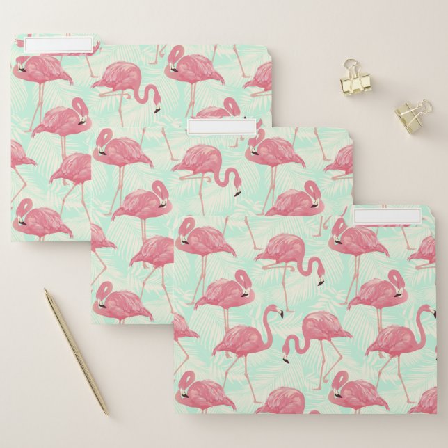 Preppy Chic Elegant Pink Flamingo Pattern File Folder (Set)