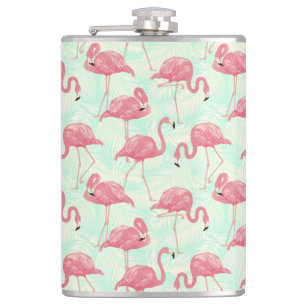 Preppy Chic Elegant Pink Flamingo Pattern Flask