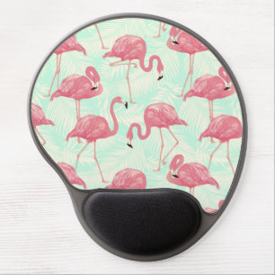 Preppy Chic Elegant Pink Flamingo Pattern Gel Mouse Pad