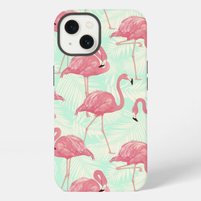 Preppy Chic Elegant Pink Flamingo Pattern Iphone Case (Back)