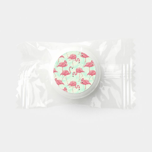 Preppy Chic Elegant Pink Flamingo Pattern Life Saver® Mints (Front)