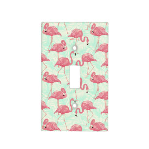 Preppy Chic Elegant Pink Flamingo Pattern Light Switch Cover