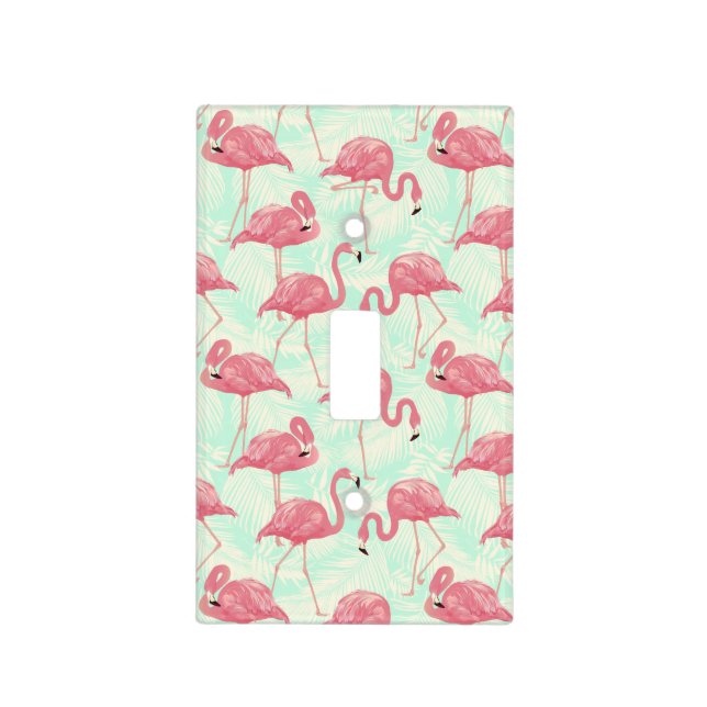 Preppy Chic Elegant Pink Flamingo Pattern Light Switch Cover (Front)
