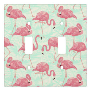 Preppy Chic Elegant Pink Flamingo Pattern Light Switch Cover