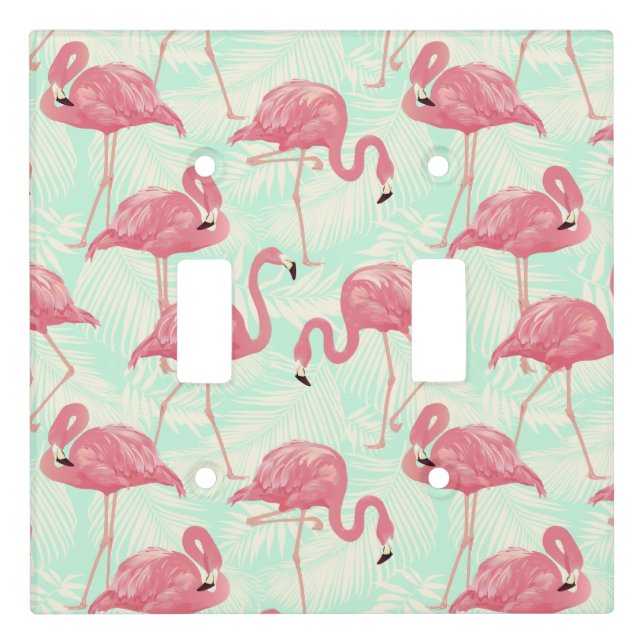 Preppy Chic Elegant Pink Flamingo Pattern Light Switch Cover (Front)