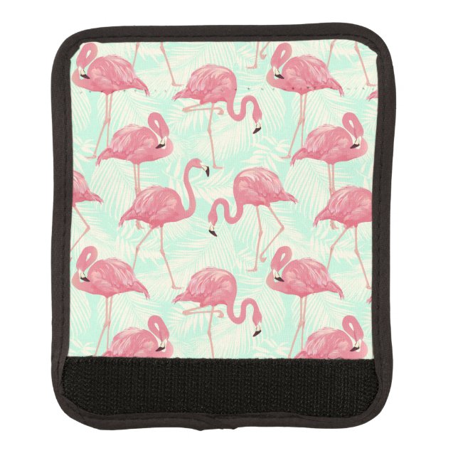 Preppy Chic Elegant Pink Flamingo Pattern Luggage Handle Wrap (Front)
