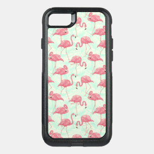 Preppy Chic Elegant Pink Flamingo Pattern OtterBox Commuter iPhone SE/8/7 Case