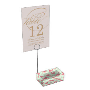 Preppy Chic Elegant Pink Flamingo Pattern Place Card Holder