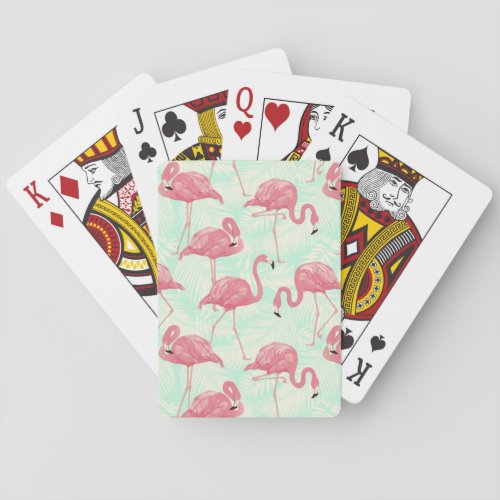 Preppy Chic Elegant Pink Flamingo Pattern Poker Cards
