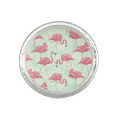 Preppy Chic Elegant Pink Flamingo Pattern Ring (Front)